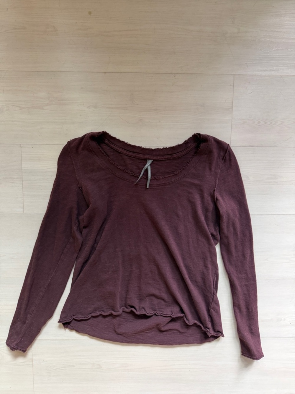 Anthropologie Long Sleeve Scoop Neck Top in Plum